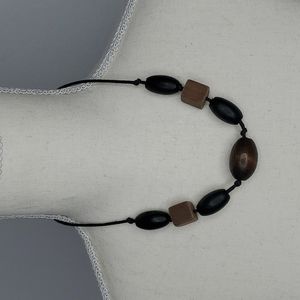 Single Stand Wood Block Necklace